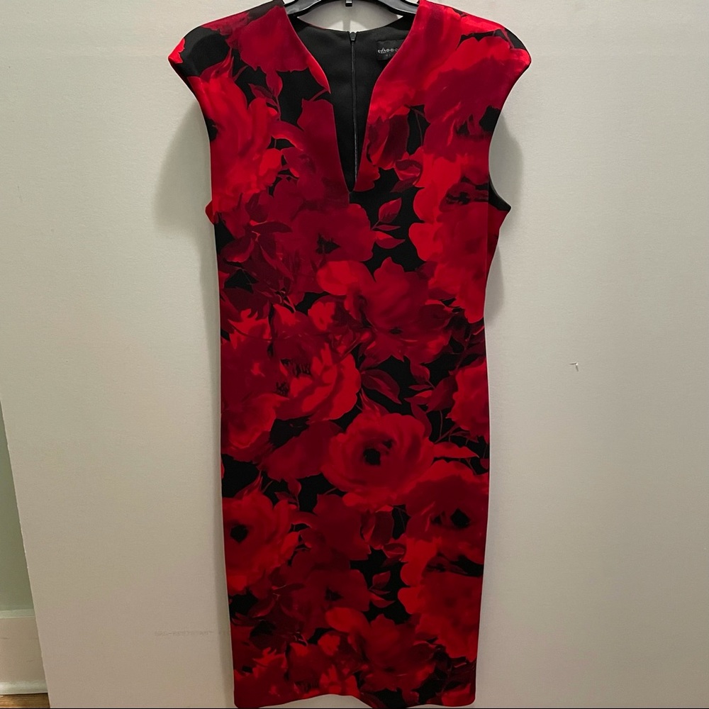 Red Floral Midi Dress